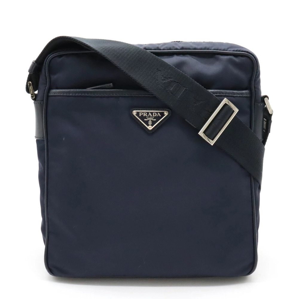 Prada Tessuto Crossbody Bag Leather Blue Navy Blue